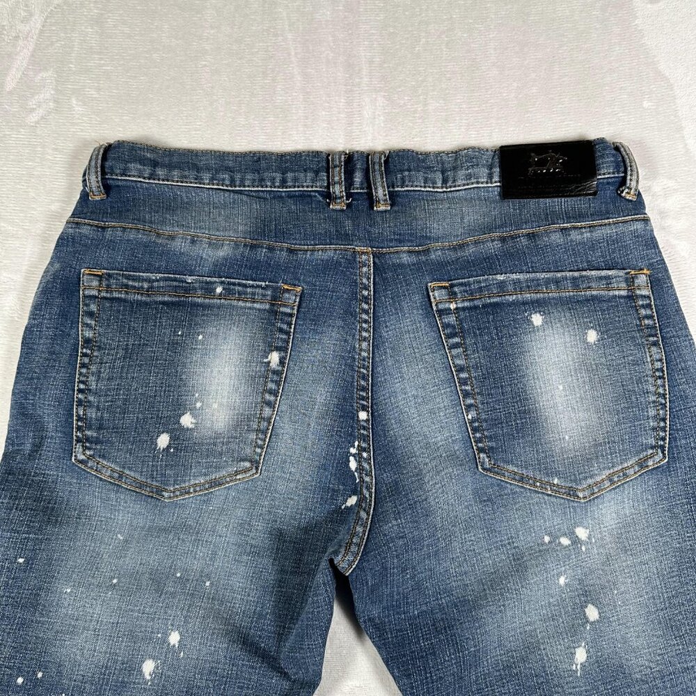 Damati Jeans Men Size W36 L29 Distressed Paint Cotton Blend Moto Biker EUC - Picture 11 of 12